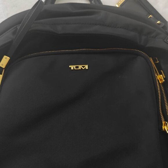 New TUMI Voyageur Celina Laptop Backpack 15 Inch Computer Black/Gold - Picture 9 of 12